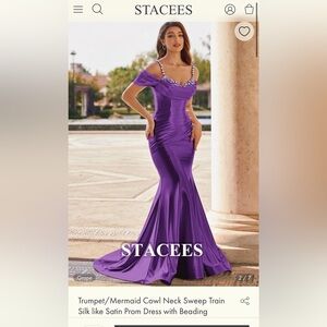 New Stacee’s grape purple mermaid / trumpet dress - rhinestones size 22w prom